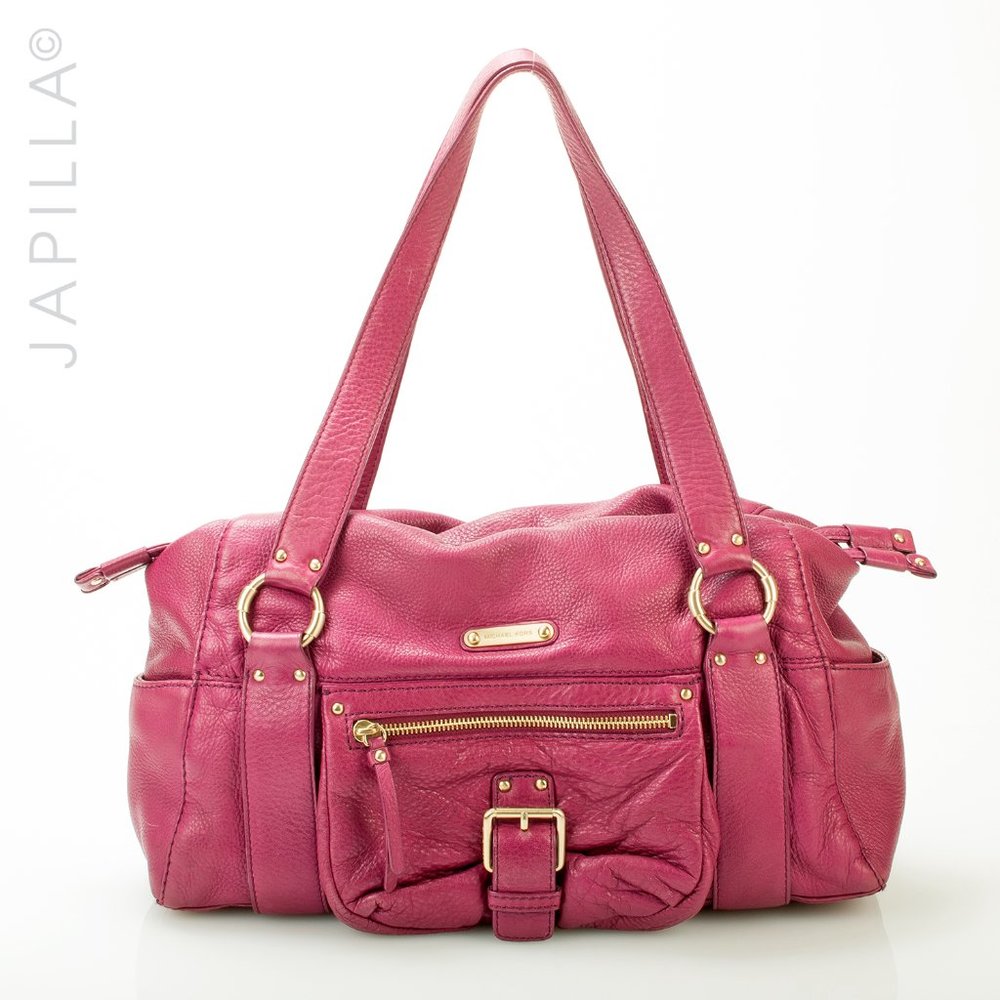 MICHAEL KORS PEBBLED PINK LEATHER SATCHEL